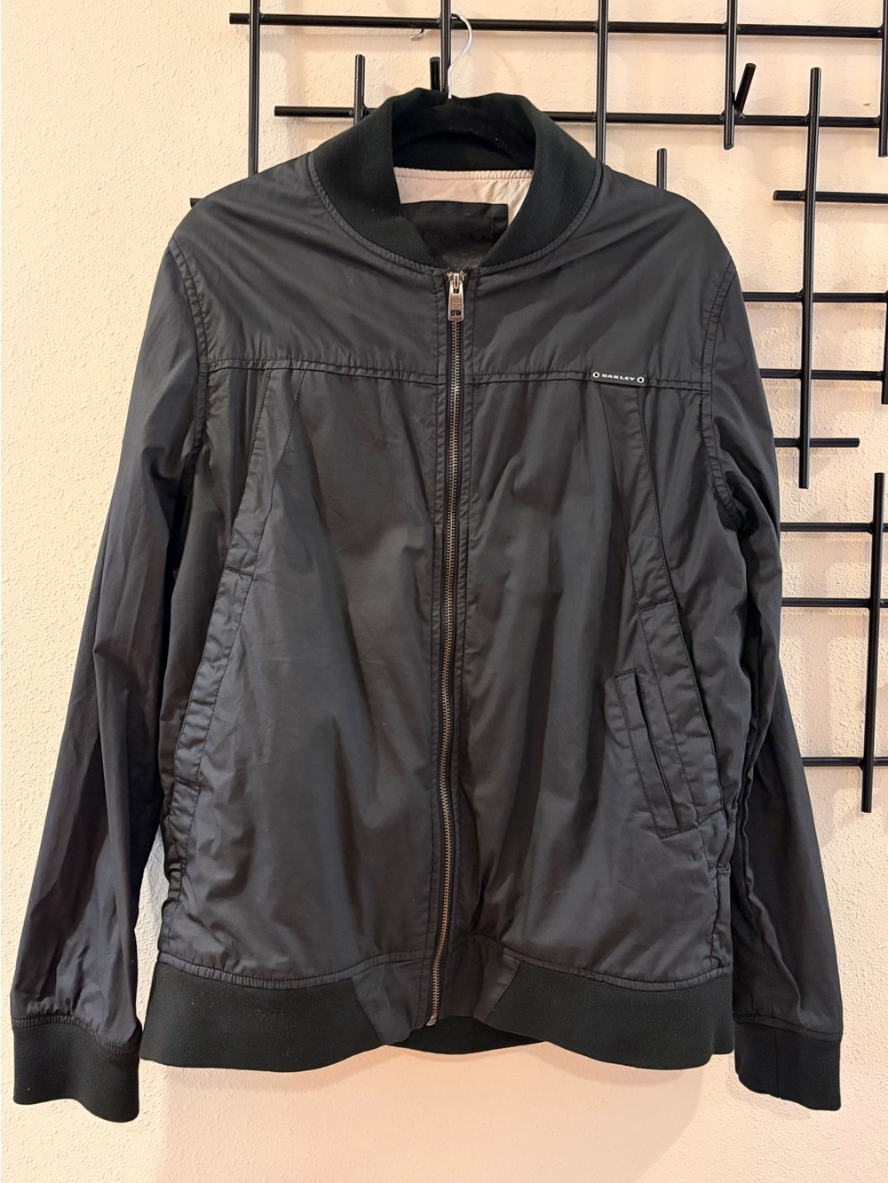 Oakley Black Bomber Jacket with Ribbed Trim